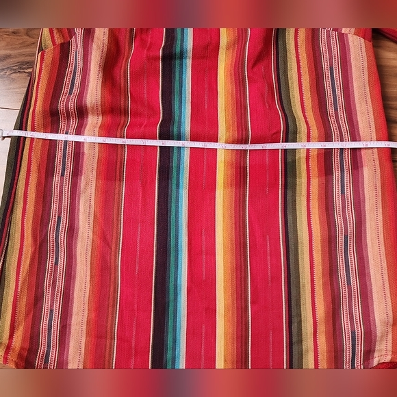 Silverado Western Rese Serape Shirt Red Multicolored Striped Off Shoulder Size S - Picture 15 of 16